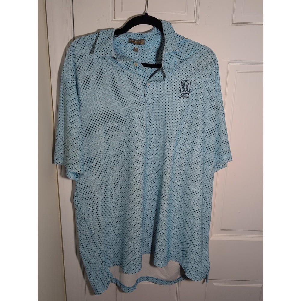 Peter Millar TPC Sawgrass Men's XL Blue Summer Comfort Golf Polo Shirt AOP